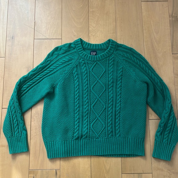 GAP cable-knit green sweater size XS. - Picture 2 of 6